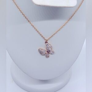 Crystals By Swarovski 14k Gold-Plated Pavé Angled Butterfly Pendant Necklace